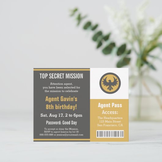 Cool Secret Agent Birthday Party Kaart (Staand voorkant)