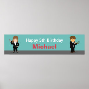Cool Secret Agent Kids Birthday Party Banner Poster