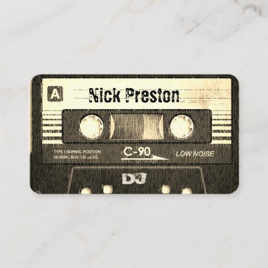 Cool Sepia Retro Audio Cassette | DJ Professional Visitekaartje (Voorkant)