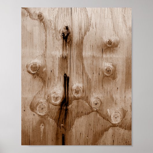 Cool Sepia Wood Grain Knot Texture Poster (Voorkant)