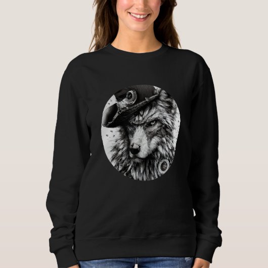 Cool Serious Grey Gang Black en White Pirate Wolf Trui (Voorkant)