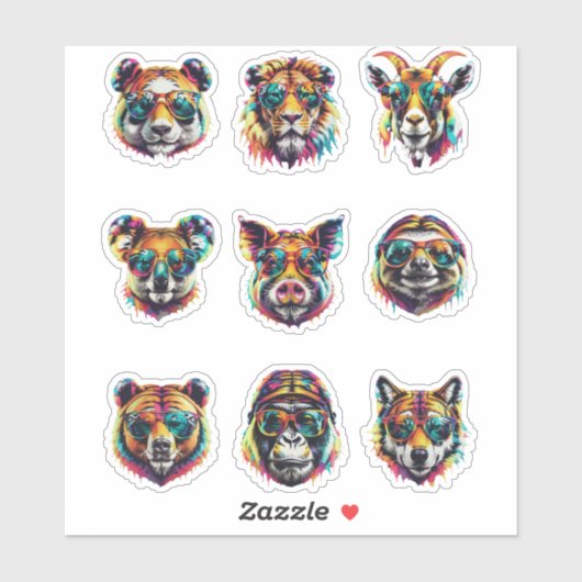 Cool Shades Animal Squad Sticker Blad (Vel)