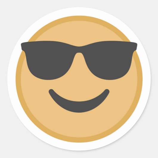 Cool Shades Emoji Face Ronde Sticker (Voorkant)