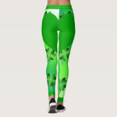 Cool Shamrock en Leprechaun Helder Groen Hart Leggings (Achterkant)