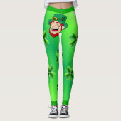 Cool Shamrock en Leprechaun Helder Groen Hart Leggings (Voorkant)