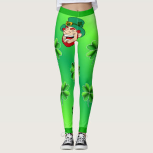 Cool Shamrock en Leprechaun Helder Groen Hart Leggings
