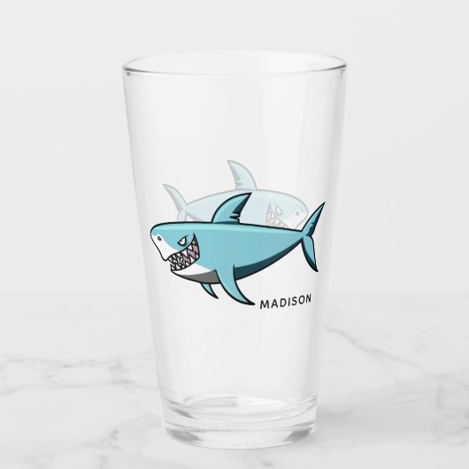 Cool Shark aangepaste naam pint glas (Achterkant)