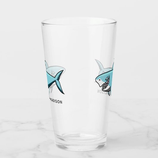 Cool Shark aangepaste naam pint glas (Links)