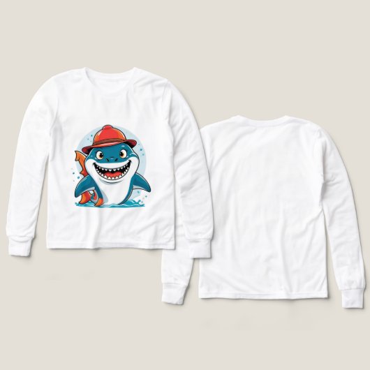 Cool Shark Adventure – Kids’ Long Sleeve Tee (Voorkant /achterkant)