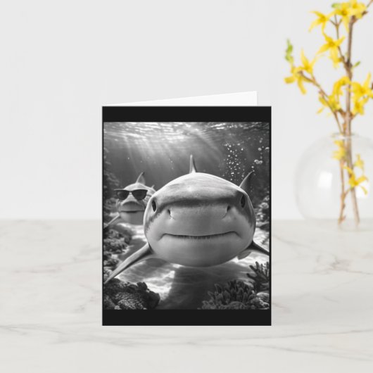 Cool Shark Animal Selfie  Kaart (Gele Bloem)