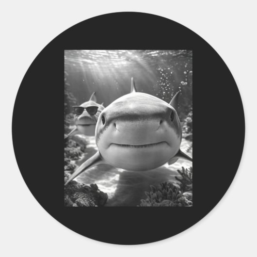 Cool Shark Animal Selfie  Ronde Sticker (Voorkant)