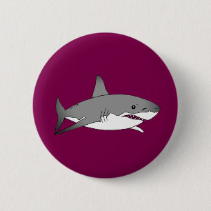 Cool Shark Cartoon Illustration Ronde Button 5,7 Cm
