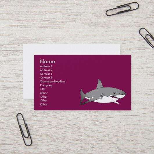 Cool Shark Cartoon Illustration Visitekaartje (Voorkant / Achterkant in situ)