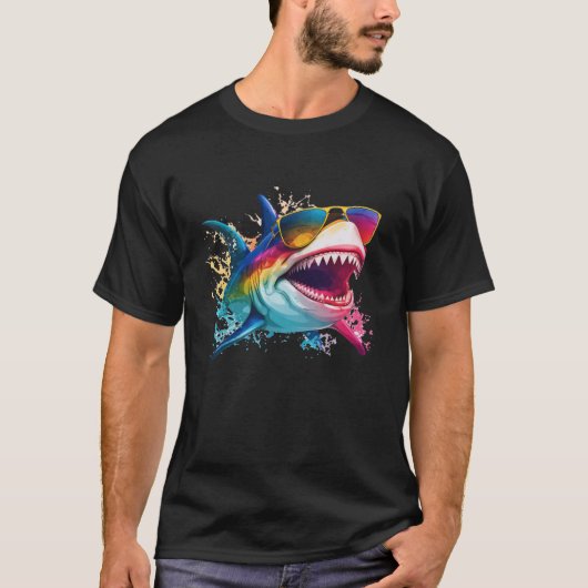 Cool Shark dragen Zonnebril T-shirt (Voorkant)