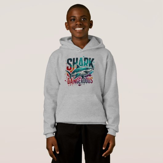 Cool Shark Kinder Hoodie - Duik in stijl en comfor (Voorkant volledig)