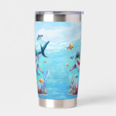Cool shark lovers naam toevoegen geïsoleerde drinkbeker (Links)