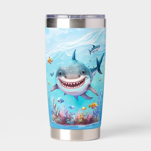 Cool shark lovers naam toevoegen geïsoleerde drinkbeker (Achterkant)