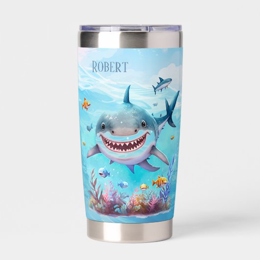 Cool shark lovers naam toevoegen geïsoleerde drinkbeker (Voorkant)