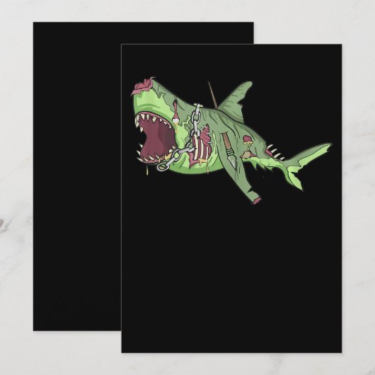 Cool Shark Zombie Funny Lazy DIY Halloween Costum Bedankkaart (Voorkant / Achterkant)