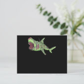 Cool Shark Zombie Funny Lazy DIY Halloween Costum Briefkaart (Staand voorkant)