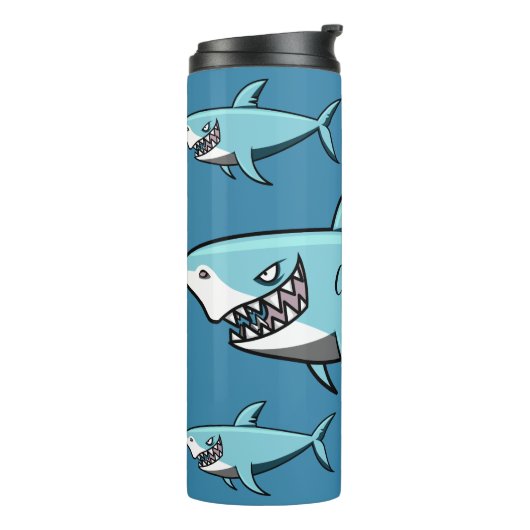 Cool Sharks, aangepaste naam tumbler Thermosbeker (Gedraaid links)