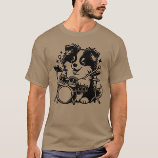 Cool Sheltie Puppy Drummer Band Design family T-shirt