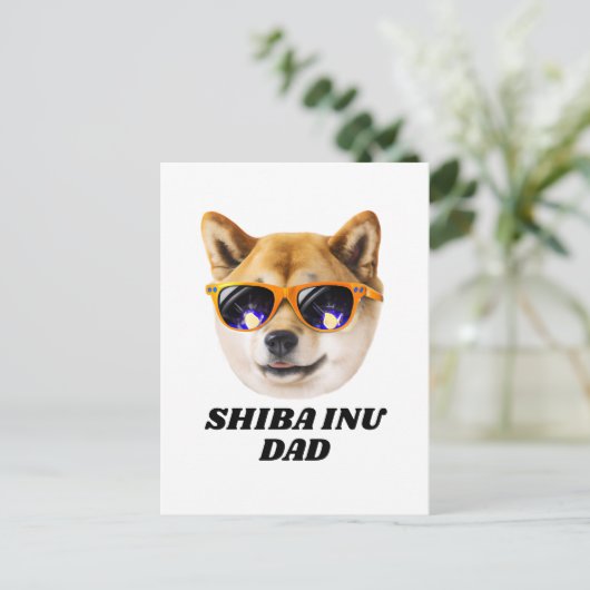 Cool Shiba Inu Dad Wearing Glasses Vaderdag Briefkaart (Staand voorkant)