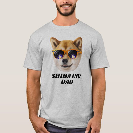 Cool Shiba Inu Dad Wearing Glasses Vaderdag T-shirt (Voorkant)