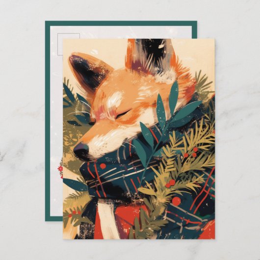 Cool Shiba Inu in Christmas Winter Briefkaart (Voorkant / Achterkant)