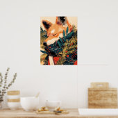 Cool Shiba Inu in Christmas Winter Poster (Keuken)