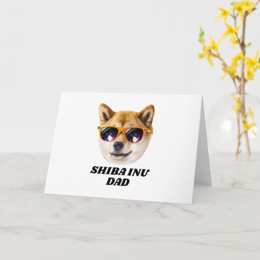 Cool Shiba Inu-papa die een bril draagt Vaderdag Kaart (Gele Bloem)