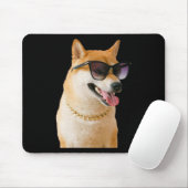 Cool Shiba Inu With Sungles And Gold Chain Sticker Muismat (Met muis)