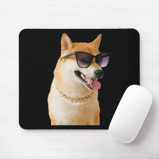 Cool Shiba Inu With Sungles And Gold Chain Sticker Muismat (Met muis)