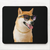 Cool Shiba Inu With Sungles And Gold Chain Sticker Muismat (Voorkant)