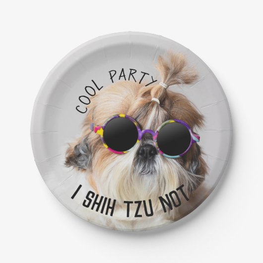Cool Shih Tzu je Niet grappig Cute Zonnebril Feest Papieren Bordje (Voorkant)