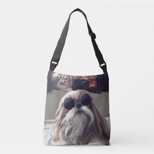 Cool Shih Tzu lange haar  zonnebril Foto Crossbody Tas (Voorkant)