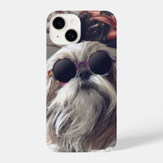 Cool Shih Tzu lange haar  zonnebril Foto iPhone Hoesje (Achterkant)