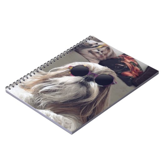 Cool Shih Tzu lange haar  zonnebril Foto Notitieboek (Linkerzijde)