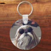 Cool Shih Tzu lange haar  zonnebril Foto Sleutelhanger (Achterkant)