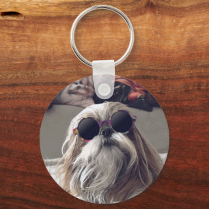 Cool Shih Tzu lange haar  zonnebril Foto Sleutelhanger