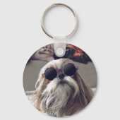 Cool Shih Tzu lange haar  zonnebril Foto Sleutelhanger (Achterkant)