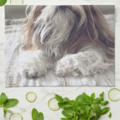 Cool Shih Tzu met lange haren vintage zonnebril fo Theedoek (Gevouwen)