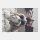 Cool Shih Tzu met lange haren vintage zonnebril fo Theedoek (Horizontaal)