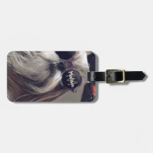 Cool Shih Tzu  retro bril Foto Monogram Bagagelabel (Voorkant horizontaal)