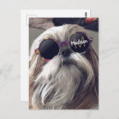 Cool Shih Tzu  retro bril Foto Monogram Briefkaart (Voorkant / Achterkant)