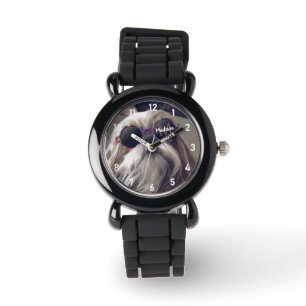 Cool Shih Tzu retro bril Foto Monogram Horloge