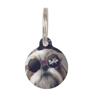 Cool Shih Tzu retro bril Foto Monogram Huisdierpenning