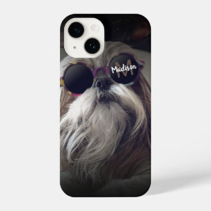 Cool Shih Tzu  retro bril Foto Monogram iPhone 14 Hoesje