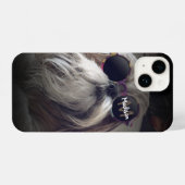 Cool Shih Tzu retro bril Foto Monogram iPhone Hoesje (Achterkant horizontaal)