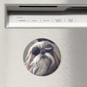 Cool Shih Tzu  retro bril Foto Monogram Magneet